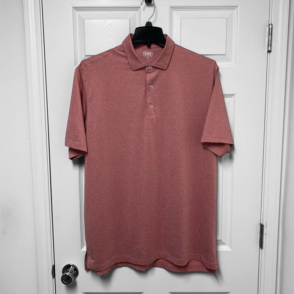 Zire Polo Shirt Mens Extra Large XL Light Red Pink Undertones Short Sleeves Golf